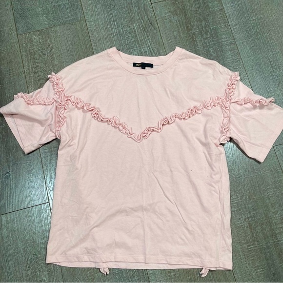 MAJE Women’s Pink Tee ruffle size 2 - Picture 1 of 4